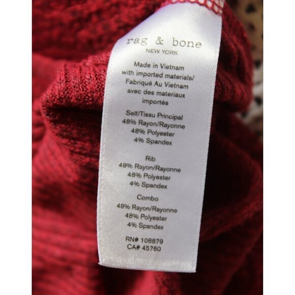 Rag & Bone Clara Mixed-Texture T-Shirt Mini Dress Size Medium Burgundy - Picture 9 of 9